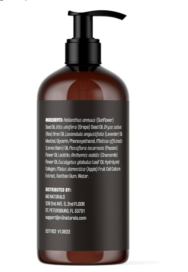 Lavender Sensual Massage Oil with Collagen and Stem Cells, Skin Tightening Therapy for Bum, Thighs, and Belly, Fast-Absorbing Cellulite Oil by M3 Naturals - Image 2