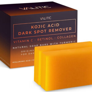 VALITIC Kojic Acid Dark Spot Remover Soap Bars with Vitamin C, Retinol, Collagen, Turmeric - Original Japanese Complex Infused with Hyaluronic Acid, Vitamin E, Shea Butter, Castile Olive Oil (2 Pack)