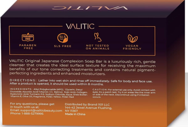 VALITIC Kojic Acid Dark Spot Remover Soap Bars with Vitamin C, Retinol, Collagen, Turmeric - Original Japanese Complex Infused with Hyaluronic Acid, Vitamin E, Shea Butter, Castile Olive Oil (2 Pack) - Image 2