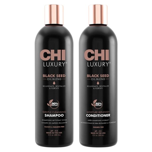 CHI Brand Luxury Black Seed Oil Blend Gentle Cleansing Shampoo & Moisture Replenish Conditioner 12 Fl Oz Each (pack Of 2)
