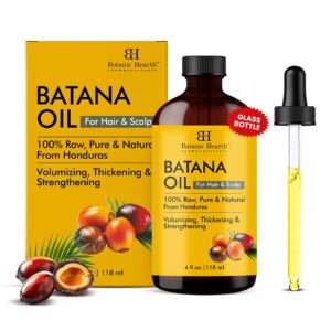 Dr Sebi Batana Oil for Hair Growth- Weightless(Glass bottle 4 fl oz) | 100% Pure & Unrefined Oils from Honduras, Lightweight Summer Hair Oil for Strengthening & Volumizing by Botanic Hearth
