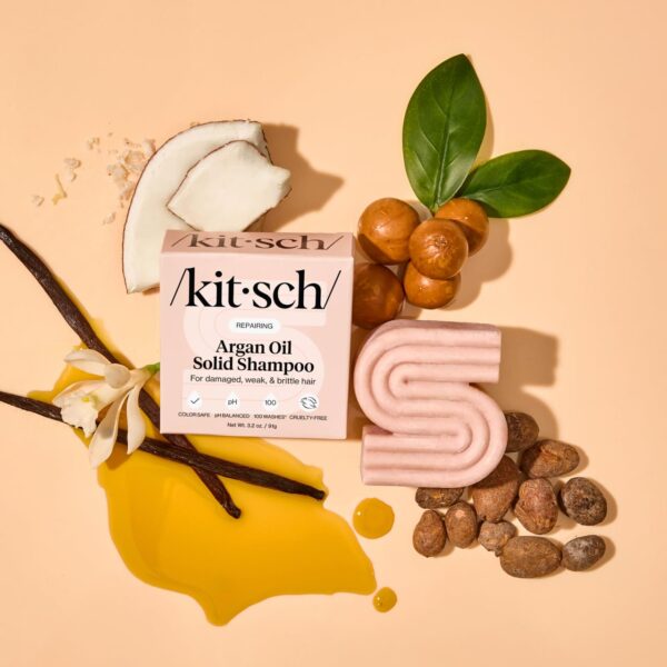Kitsch Argan Oil Shampoo Bar - Repairing Solid Hair Shampoo for Women and Men - Strengthening, Moisturizing Hair Care - Vegan, All Natural, Paraben & Sulfate-Free, Made in USA, 3.2 oz - Image 2