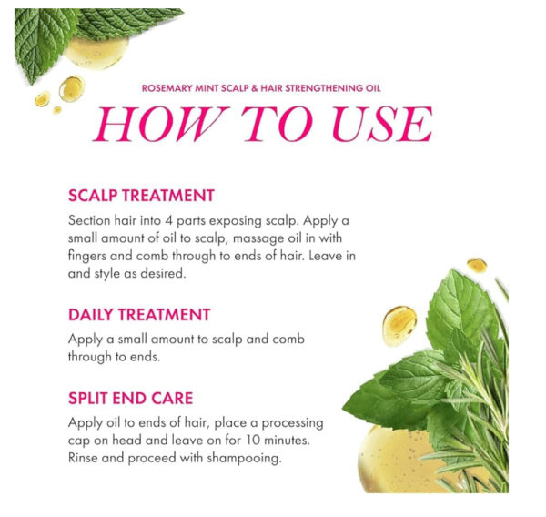 Mielle Organics Rosemary Mint Scalp & Hair Strengthening Oil for All Hair Types (2 Fl Oz) - Image 2