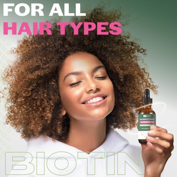 100% NATURAL ORGANIC ROSEMARY MINT OIL | Maximum Potency | Infused With Biotin & Castor Oil | Hair Growth Treatment |Stimulate Growth for Eyelashes, Eyebrows | Damaged Hair | Split Ends | - Image 2