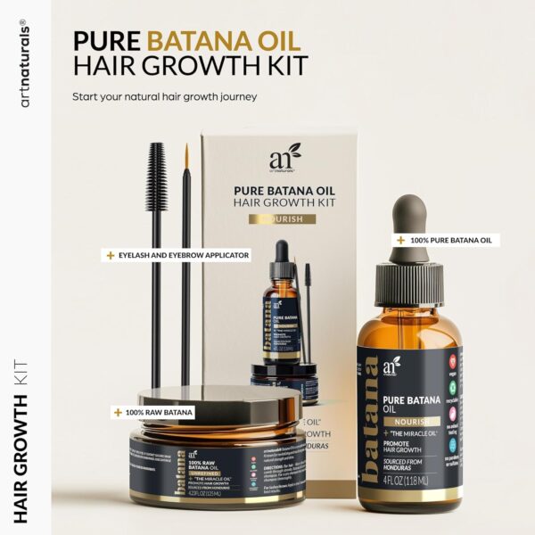 Batana Oil for Hair Growth – 4Pc Set: Raw Batana oil 4oz + 4.2oz Paste, Lash Wand & Brow Brush– Organic Dr. Sebi Inspired Products from Honduras –100% Unrefined Miracle for Scalp, Edges & Eyebrows - Image 4