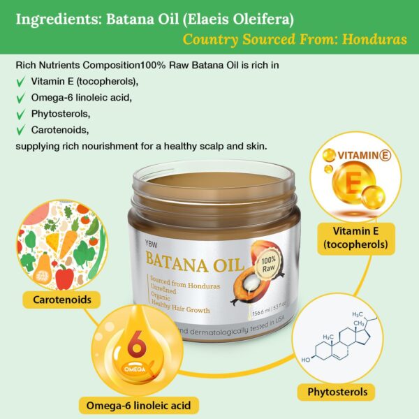 YBW Batana Oil for Hair Growth Dr. Sebi Organic, Natural, Pure and 100% Raw Batana Oil Paste from Honduras - Botana Enhances Hair Thickness, Prevents Loss for Men and Women - Image 4
