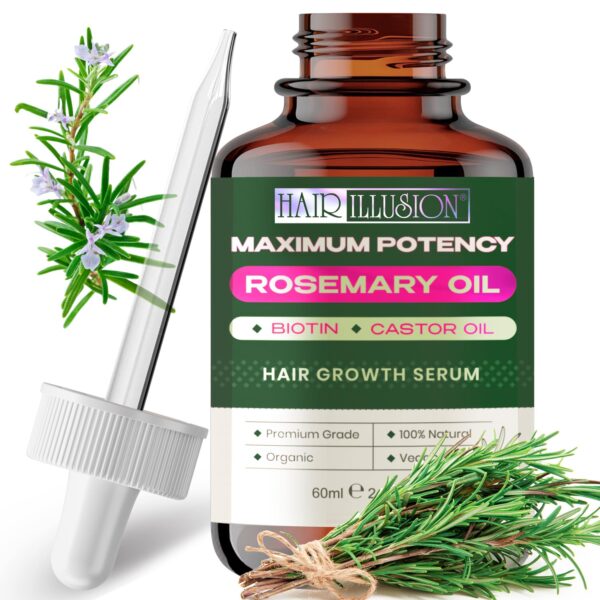 100% NATURAL ORGANIC ROSEMARY MINT OIL | Maximum Potency | Infused With Biotin & Castor Oil | Hair Growth Treatment |Stimulate Growth for Eyelashes, Eyebrows | Damaged Hair | Split Ends | - Image 3