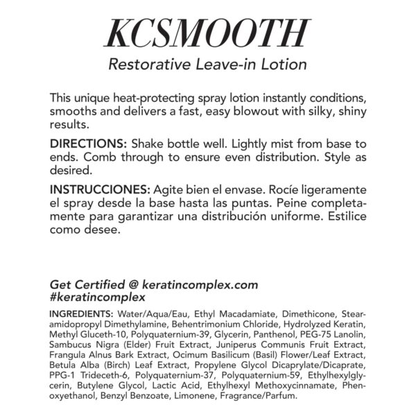 Keratin Complex - KCSMOOTH Restorative Leave-in Lotion Blow Dry Aid - 5 fl oz - Image 5