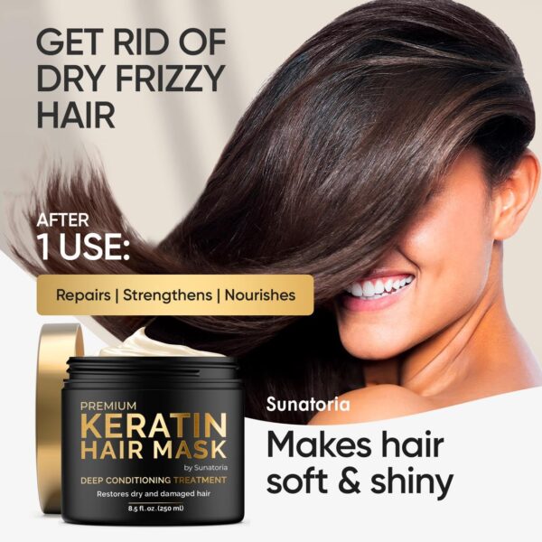 SUNATORIA Keratin Hair Mask - Deep Conditioner for Dry Damaged Hair - Hydrates, Repairs, Nourishes - Keratin Hair Treatment - Deep Conditioning Hair Mask - Keratina Mascarilla Para el Cabello - Image 6