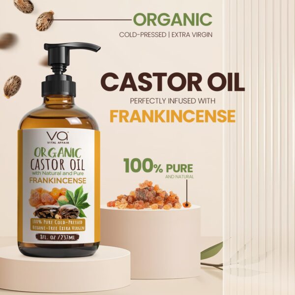 Organic Castor & Frankincense Oil Blend - 100% Pure and Natural, Cold Pressed, Unrefined Glass Bottle Castor and Frankincense Oil For Face & Hair Growth - 8oz - Image 7