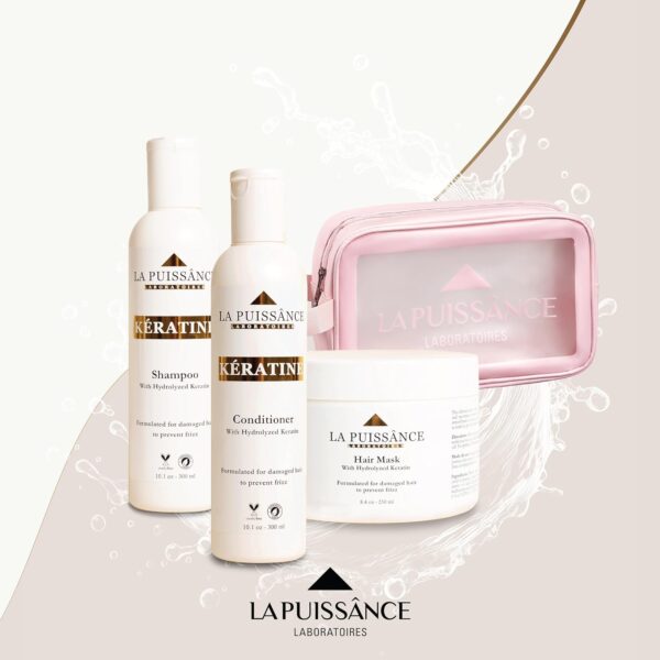 Keratin Hair Care Set - Shampoo, Conditioner, and Hair Mask - Complete Treatment for Dry, Damaged, Frizzy Hair - Repair, Hydrate, and Add Shine - for Home and Salon Use - Image 2