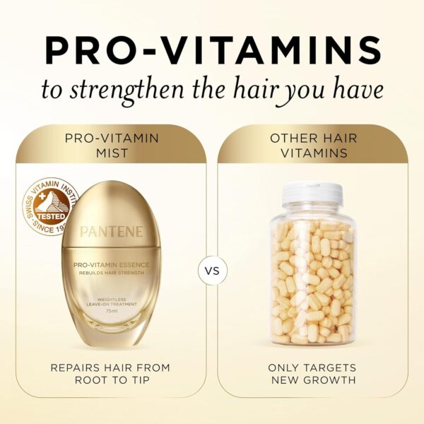 Pantene Pro-Vitamin Essence, Daily Repair Mist, Weightless Leave-On Treatment Strengthens & Rebuilds Damaged Hair, Reduces Breakage, 2.5 Fl Oz - Image 2