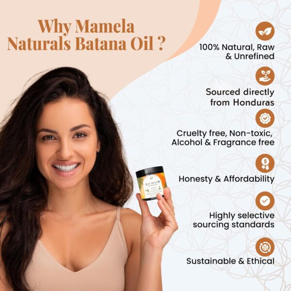 Raw Batana Oil For Hair Growth- 100% Pure & Organic Unrefined Dr Sebi Batana Hair Mask from Honduras - 4 oz jar - Natural Hair Growth Oil - Enhances Hair Thickness, Prevents Loss, Repairs Split Ends - Image 2