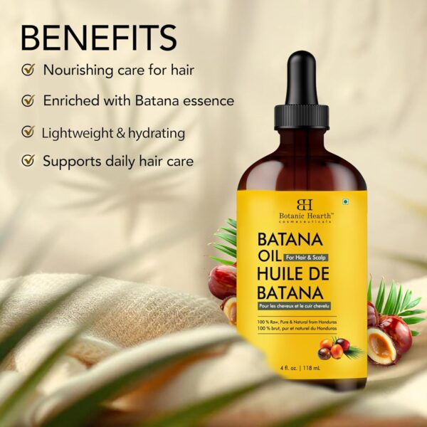 Dr Sebi Batana Oil for Hair Growth- Weightless(Glass bottle 4 fl oz) | 100% Pure & Unrefined Oils from Honduras, Lightweight Summer Hair Oil for Strengthening & Volumizing by Botanic Hearth - Image 2