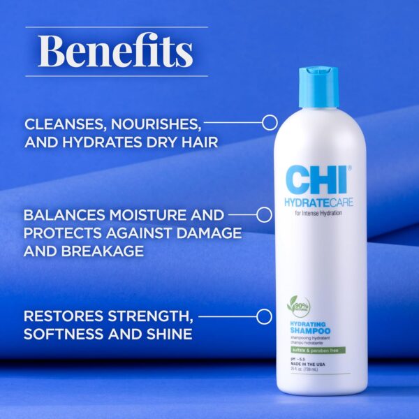 CHI HydrateCare Hydrating Shampoo, Balances Hair Moisture and Protects Against Damage and Hair Breakage, Sulfate, Paraben, & Cruelty-Free, 25 Oz - Image 5