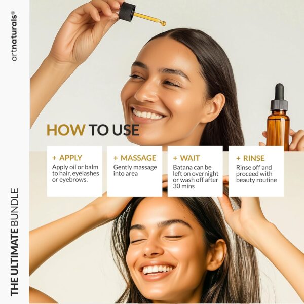 Batana Oil for Hair Growth – 4Pc Set: Raw Batana oil 4oz + 4.2oz Paste, Lash Wand & Brow Brush– Organic Dr. Sebi Inspired Products from Honduras –100% Unrefined Miracle for Scalp, Edges & Eyebrows - Image 2