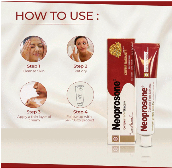 Neoprosone, Skin Brightening Cream | 1.7 Fl oz / 50 ml | Fade Dark Spots on: Face, Elbows, Knees, Body | with Alpha Arbutin, Lactic Acid, Castor Oil - Image 6