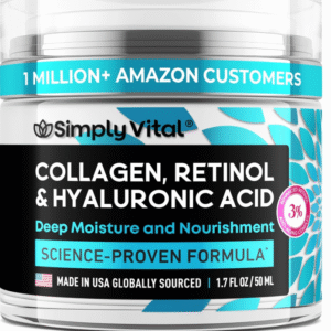 SimplyVital Collagen, Retinol & Hyaluronic Acid Cream - Anti-Aging Face Moisturizer for Face, Firming Skin Care Neck & Décolleté - Made in USA, Daily Moisturizer Face Cream Day & Night - 1.7 fl.oz.