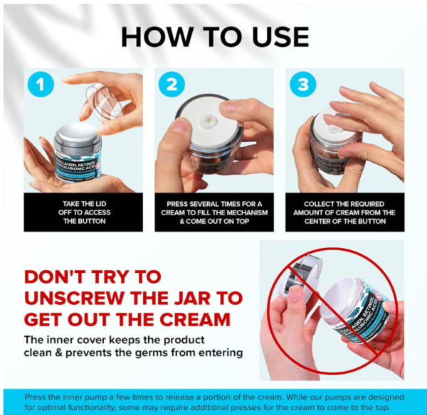 SimplyVital Collagen, Retinol & Hyaluronic Acid Cream - Anti-Aging Face Moisturizer for Face, Firming Skin Care Neck & Décolleté - Made in USA, Daily Moisturizer Face Cream Day & Night - 1.7 fl.oz. - Image 7