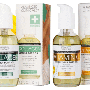 Advanced Clinicals Collagen Body Oil + Vitamin C Brightening Body Oil Moisturizer 2pc Skincare Set - Nourishing, Brightening, & Firming Massage Oil To Improve Look Of Crepe Skin + Dark Spots, 2PC Set