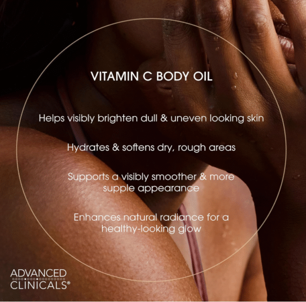 Advanced Clinicals Collagen Body Oil + Vitamin C Brightening Body Oil Moisturizer 2pc Skincare Set - Nourishing, Brightening, & Firming Massage Oil To Improve Look Of Crepe Skin + Dark Spots, 2PC Set - Image 5