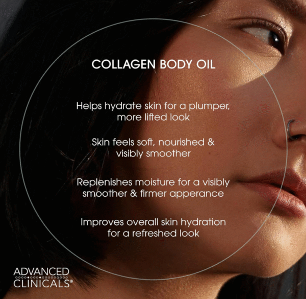 Advanced Clinicals Collagen Body Oil + Vitamin C Brightening Body Oil Moisturizer 2pc Skincare Set - Nourishing, Brightening, & Firming Massage Oil To Improve Look Of Crepe Skin + Dark Spots, 2PC Set - Image 8