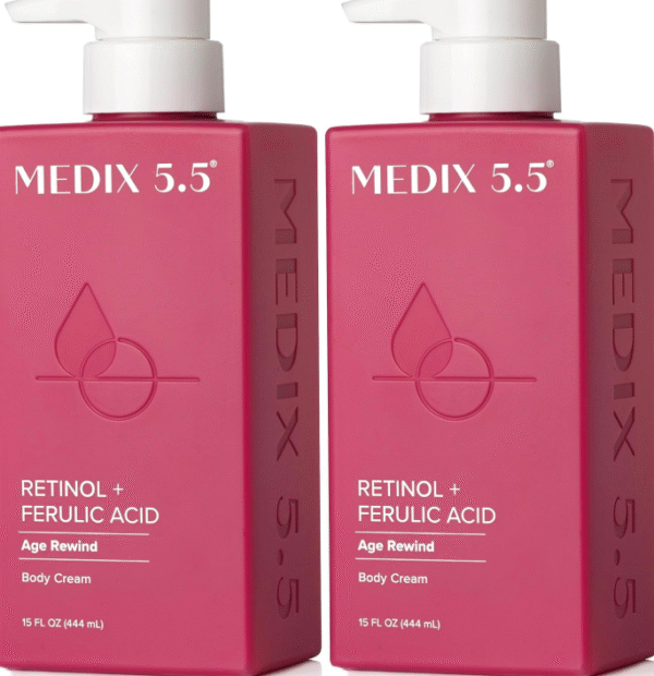 Medix 5.5 Retinol Body Lotion Firming Moisturizer | Crepey Skincare Treatment | Retinol Body Cream | Anti Aging Firming Cream For Women Targets Look Of Crepe Skin, Wrinkles, & Sagging Skin, 2-Pack