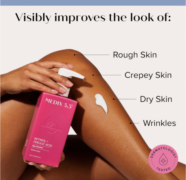Medix 5.5 Retinol Body Lotion Firming Moisturizer | Crepey Skincare Treatment | Retinol Body Cream | Anti Aging Firming Cream For Women Targets Look Of Crepe Skin, Wrinkles, & Sagging Skin, 2-Pack - Image 3