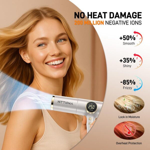 Dual Voltage Ionic Hair Dryer with Diffuser - 2000W Professional High-speed Blow Dryer for Women, Fast Drying & Low Noise, Lightweight and Intelligent Heat Control, European Travel 110V-120V/220V-240V - Image 3