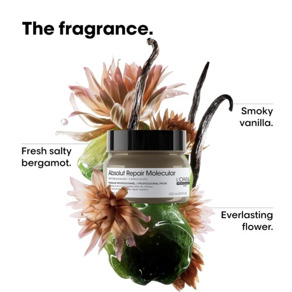 L'Oréal Professionnel Paris Absolut Repair Molecular Hair Mask - Repairs Damage & Restores Strength For Extremely Dry Damaged Hair, Extra Detangling & Hydration, Peptides Bonder - Image 4