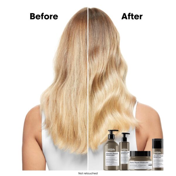 L'Oréal Professionnel Paris Absolut Repair Molecular Hair Mask - Repairs Damage & Restores Strength For Extremely Dry Damaged Hair, Extra Detangling & Hydration, Peptides Bonder - Image 6