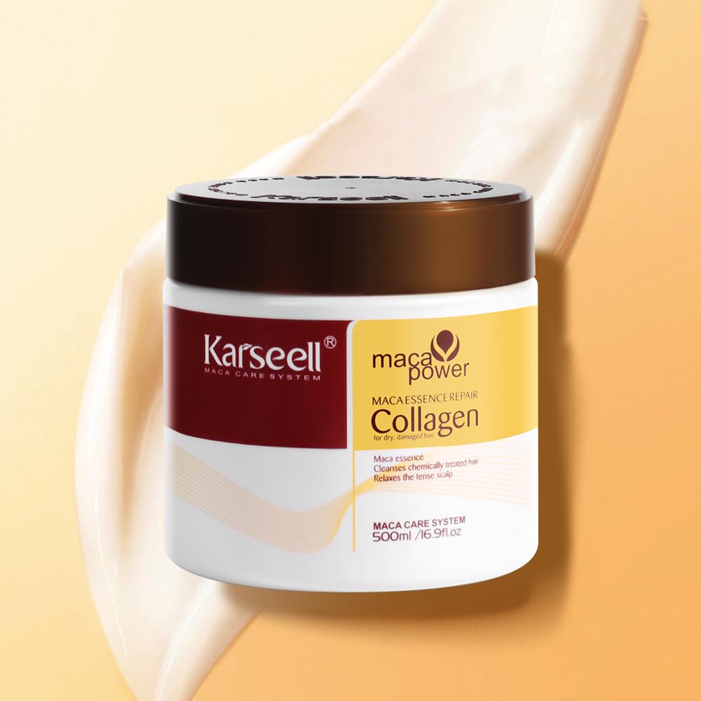 Karseell Collagen Hair Treatment Deep Repair Conditioning Argan Oil Collagen Hair Mask Essence for Dry Damaged Hair All Hair Types 16.90 oz 500ml - Image 7