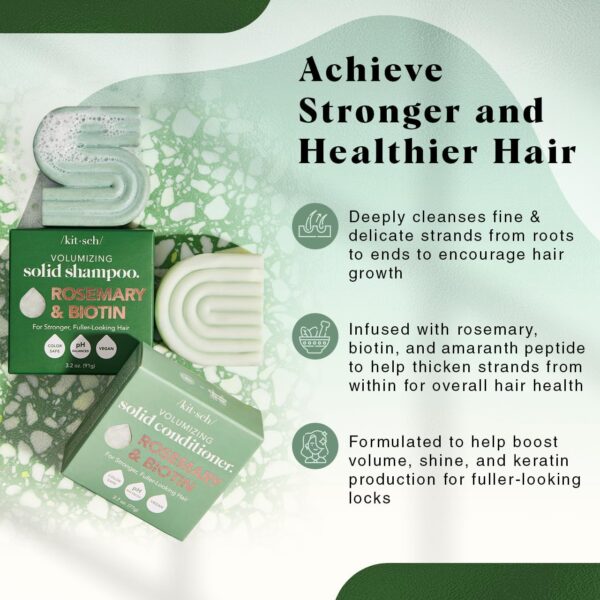 Kitsch Rosemary & Biotin Shampoo and Conditioner Set for Hair Growth - Strengthening, Thickening & Volumizing Shampoo and Conditioner Bar - Paraben, Sulfate & Silicone Free - Made in USA - 2 pack - Image 2