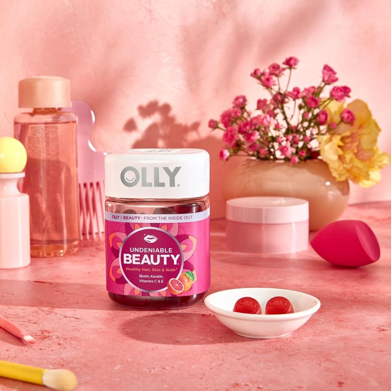 OLLY Undeniable Beauty Gummy, For Hair, Skin, Nails, Biotin, Vitamin C, Keratin, Chewable Supplement, Grapefruit, 30 Day Supply - 60 Count - Image 3